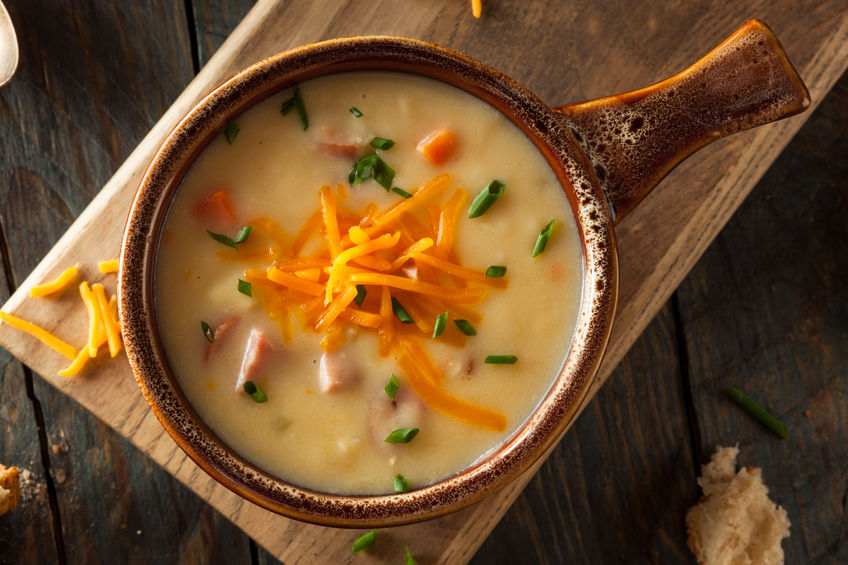 Beer Cheese Soup with Cheese on Top