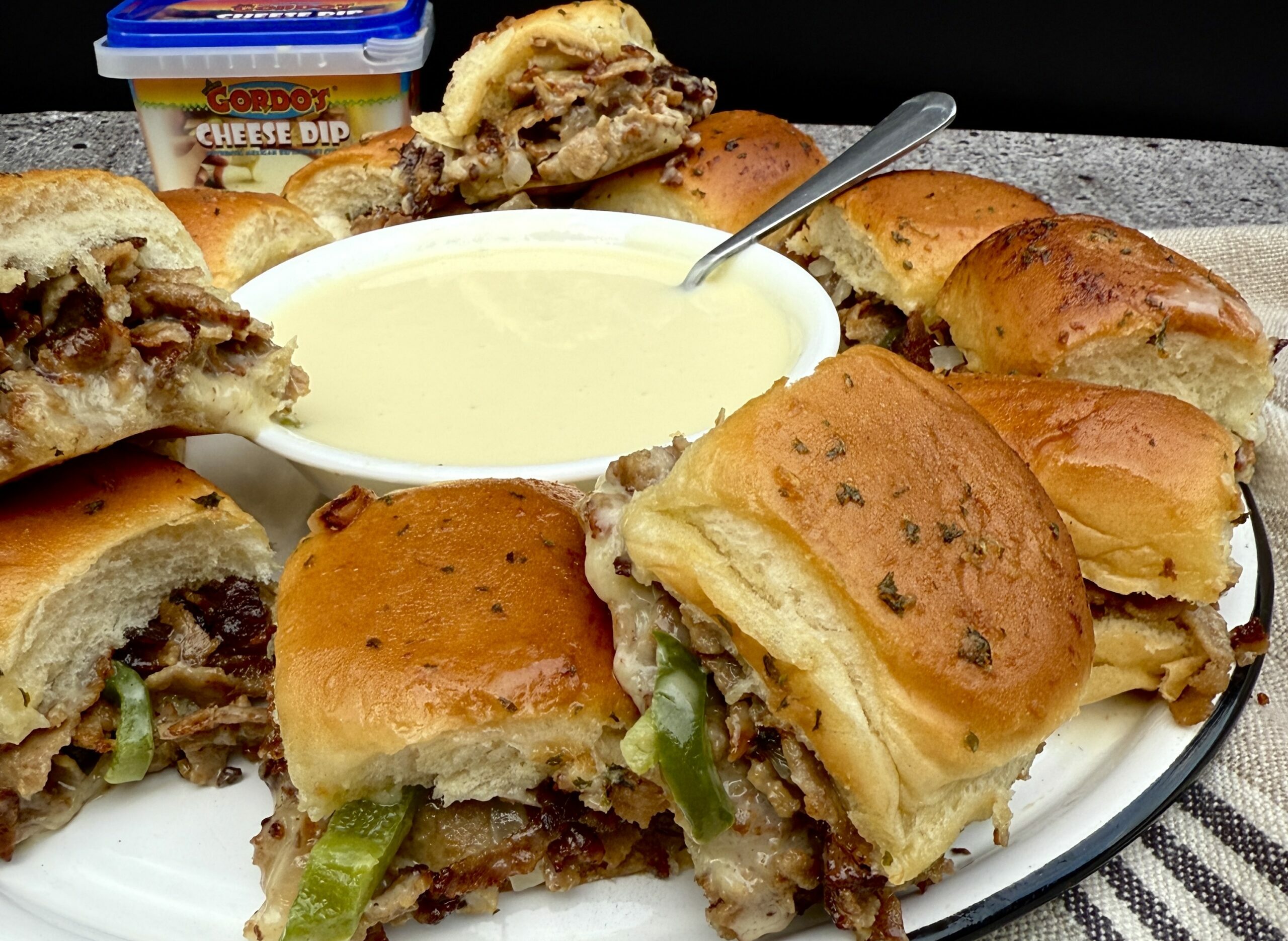Cheesesteak Sliders with Gordo's Cheese Dip